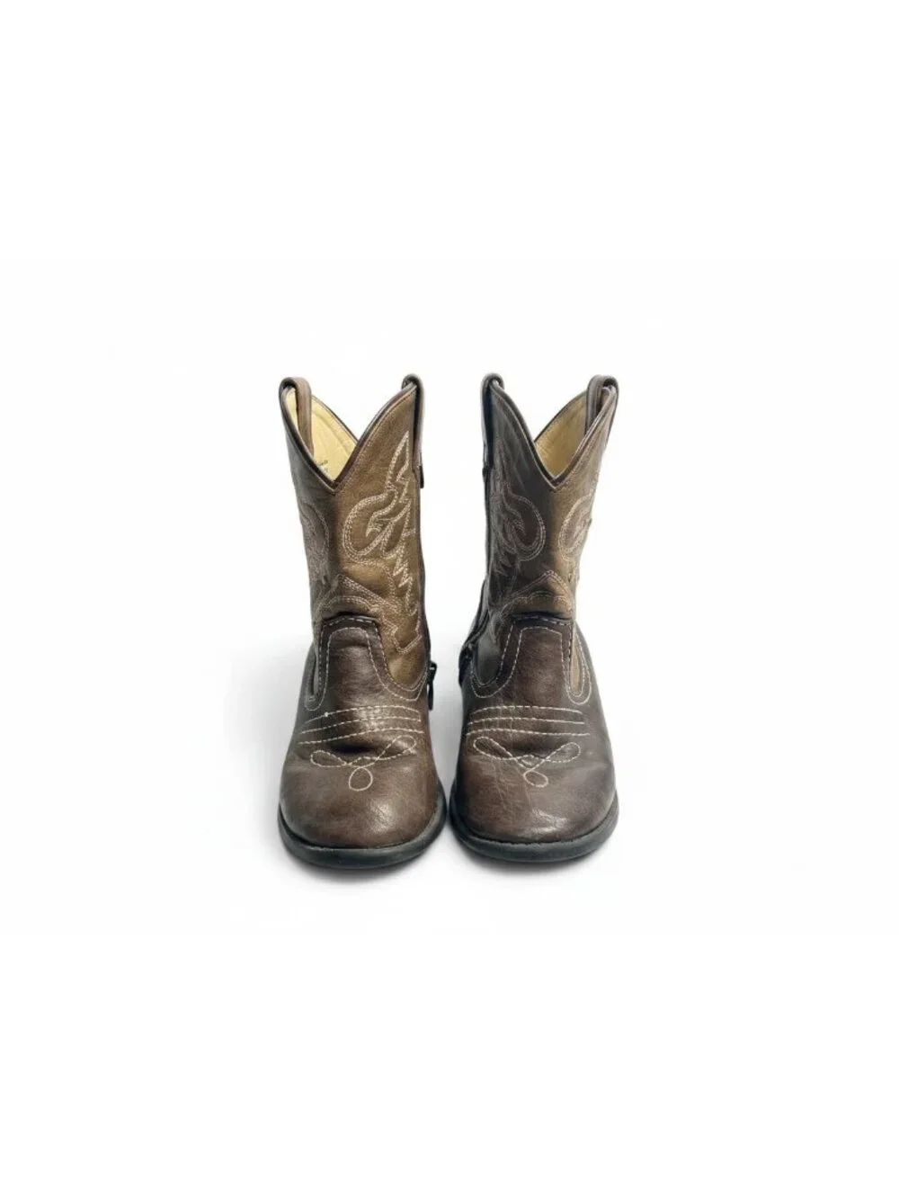Cherokee Small Toddler Cowboy Boots Size 10 Brown Western Boots Side Zipper